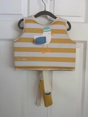 Toddler Stripe Swim Vest with Seagull Design - Yellow Stripes